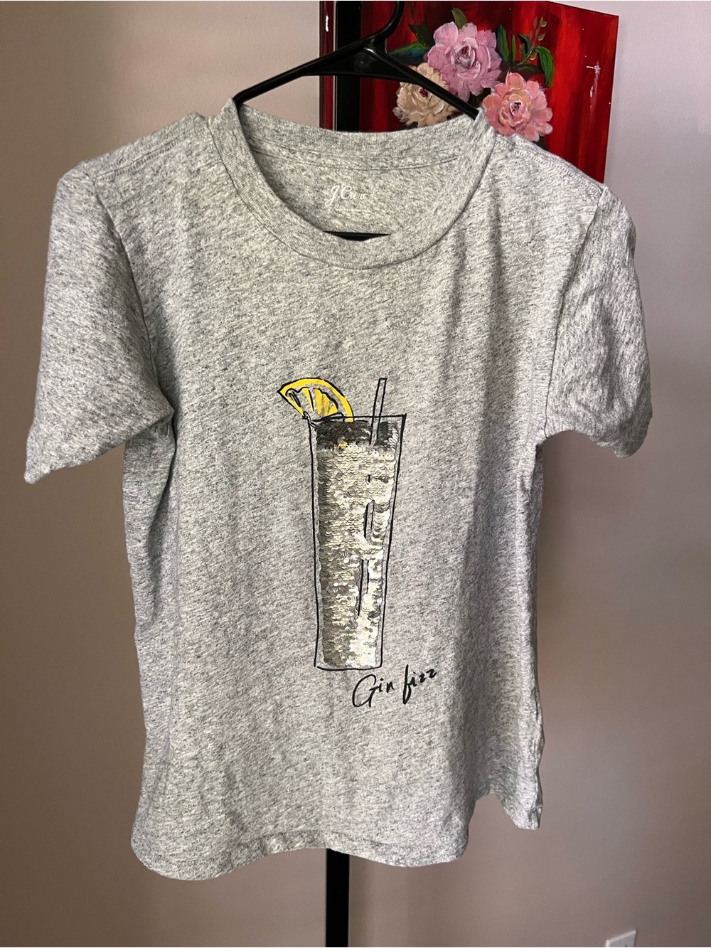 J. Crew Heather Gray Crewneck gin and fizz sequin tee - Picture 2 of 5